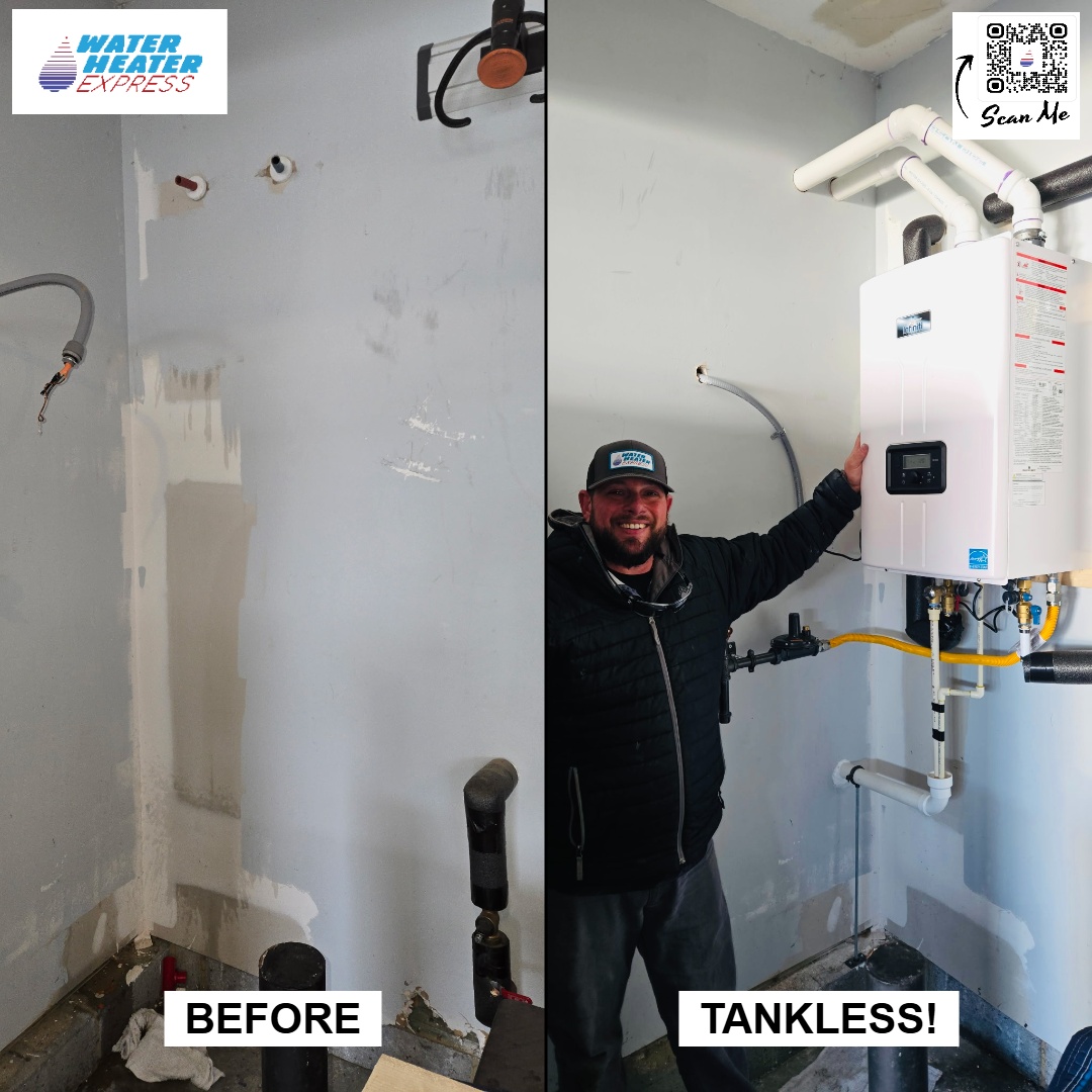 Tankless water heater installation in Charlotte NC with Water Heater Express technician